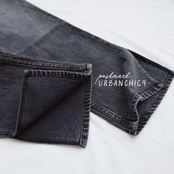 NWT ABERCROMBIE Curve Love 90s High Rise Straight Jean Gray Side Slit size 27 - Picture 10 of 14